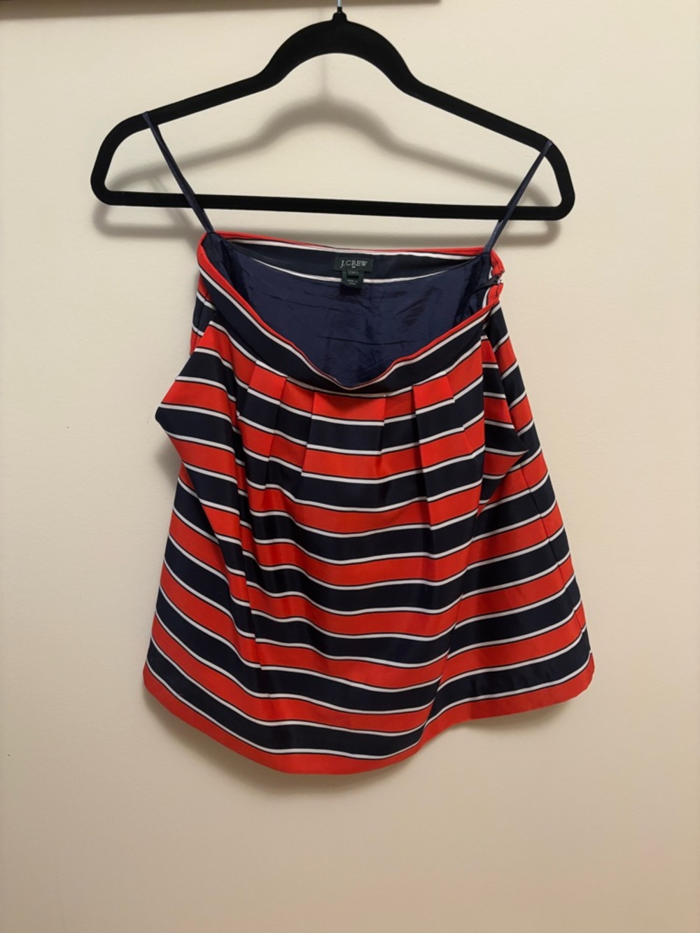 J. Crew Red and Navy Striped A-Line Skirt